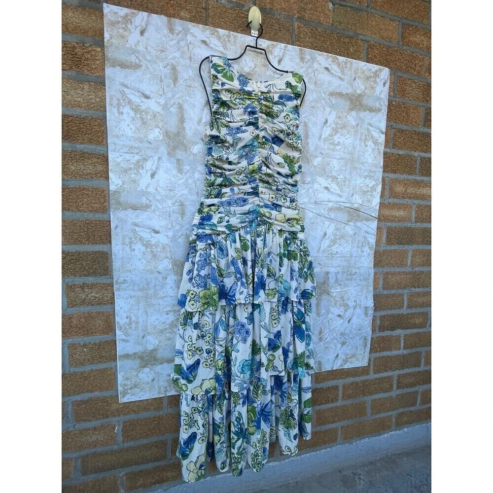 Abercrombie & Fitch High Neck Ruched Tiered Maxi Dress size XS